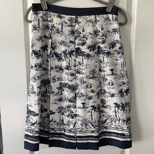 Tory Burch Silk Pleated Skirt in Frenesi Print
